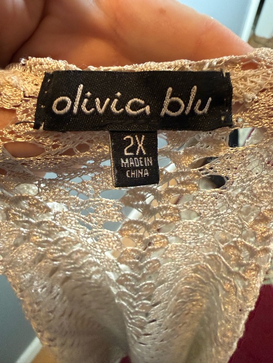 Olivia Blu Beige Crochet Open Front Lightweight Lace Cardigan Womens Sz 2x - Picture 5 of 5